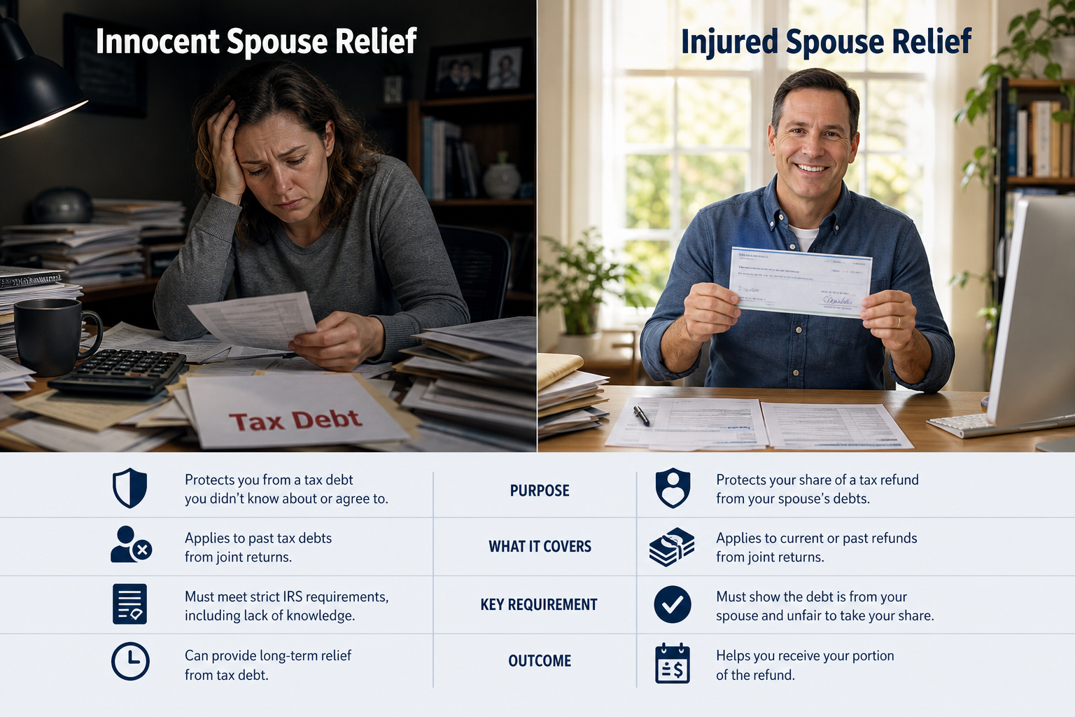 Innocent Spouse vs. Injured Spouse Relief: Which One Do You Need?